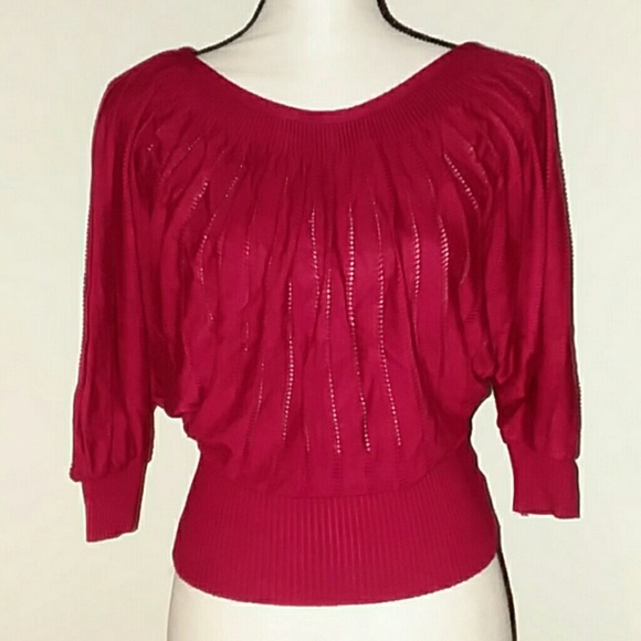 Twenty One Sweaters - Twenty One Red 3/4 Sleeve Sweater Top